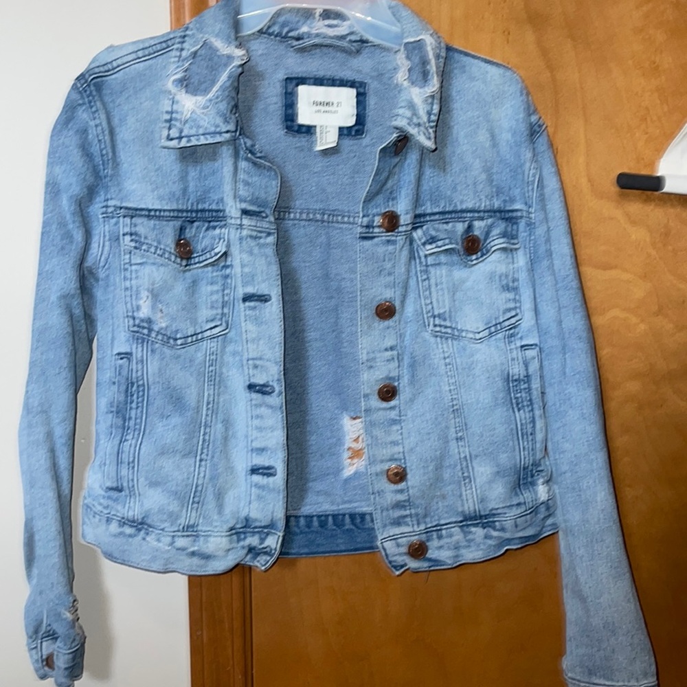 Distressed jean jacket